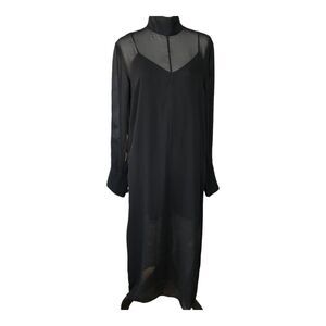H&M Long Sleeve High Neck Sheer Chiffon Black Whimsigoth Witchy Maxi Dress NWT S